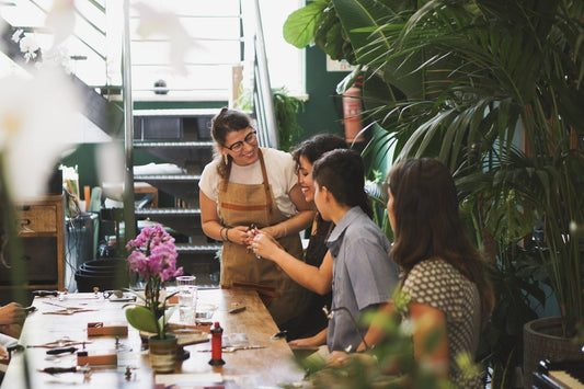 Craft a ring, earrings, or pendant from recycled 925 silver, enjoy a cozy brunch at Plantome - plant shop, guided step-by-step by professional jewelers.